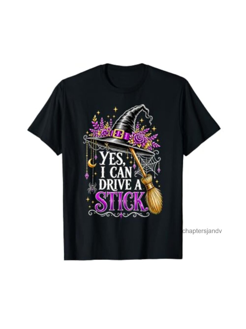 Funny Halloween Witch Broom Graphic T-Shirt Short Sleeve Tee